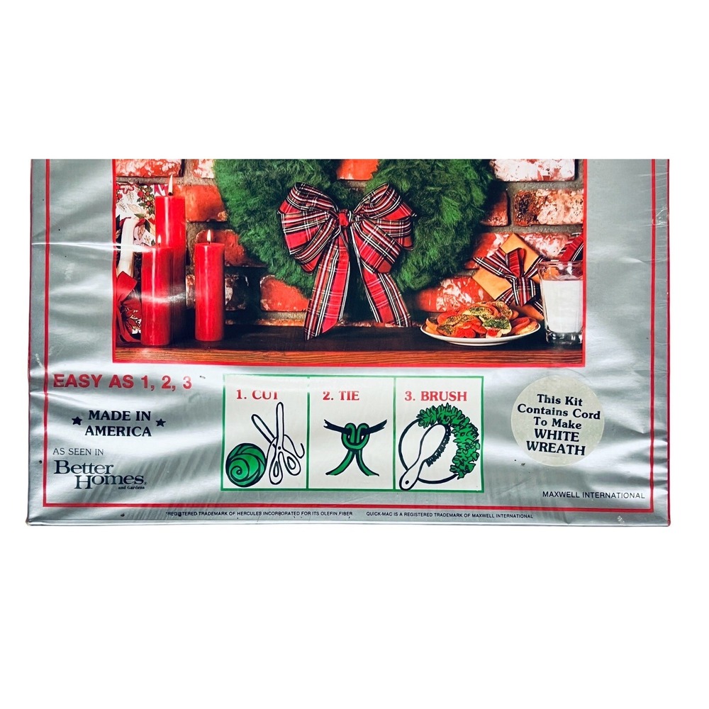 2 Vintage Better Homes Maxwell Quick-Mac Green Christmas Wreath Kit - White, Red - Picture 4 of 10